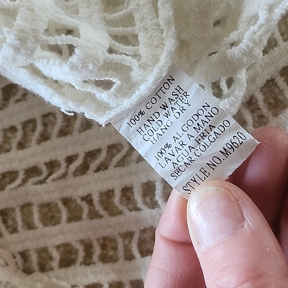 Maria Rello Crocheted CoverUp Tunic Ivory Size M - Picture 10 of 16